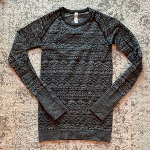 Lululemon Rest Less Long Sleeve Black Print Top